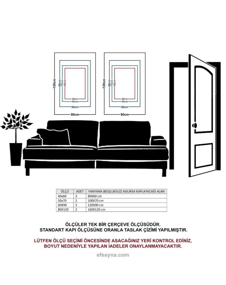 MERCAN 2'Lİ BRONZ AYNA TABLO SETİ