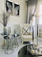 BEYAZ KELEBEK 2'Lİ GÜMÜŞ AYNA TABLO SETİ