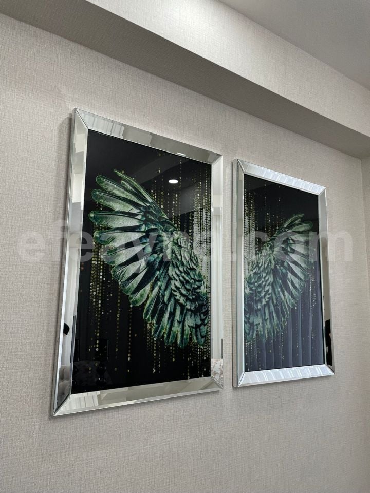 MELEK KANADI 2'Lİ GÜMÜŞ AYNA TABLO SETİ