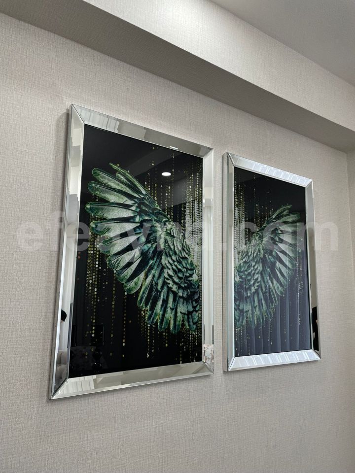 MELEK KANADI 2'Lİ GÜMÜŞ AYNA TABLO SETİ 50X70