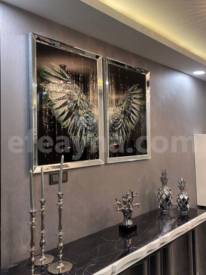 MELEK KANADI 2'Lİ GÜMÜŞ AYNA TABLO SETİ 60X90