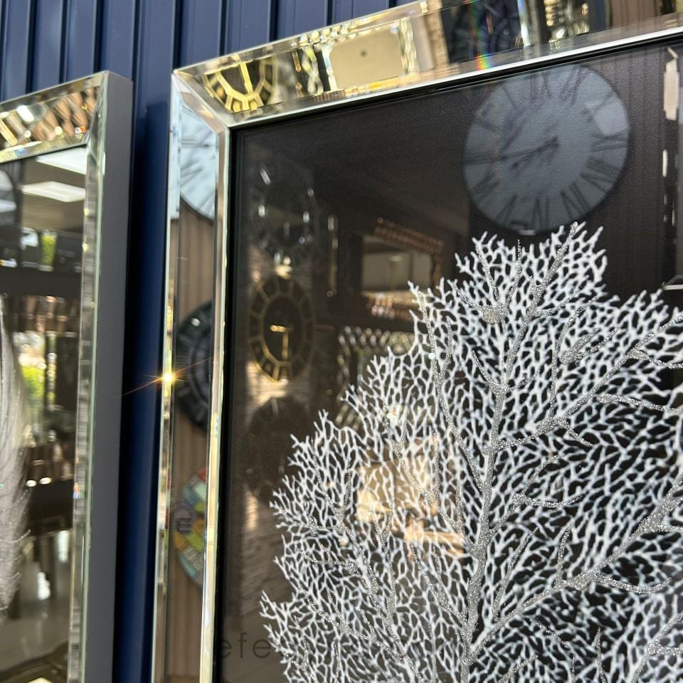 TÜY & KURUYAPRAK 3'LÜ GÜMÜŞ AYNA TABLO SETİ