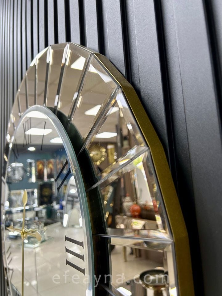 ÇİZGİ- BRONZ AYNA DUVAR SAATİ 70CM