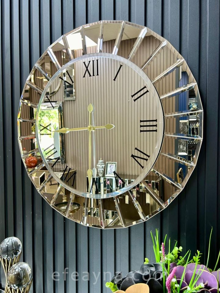 ÇİZGİ- BRONZ AYNA DUVAR SAATİ 70CM