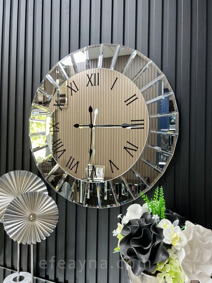 ÇİZGİ- FÜME AYNA DUVAR SAATİ 70CM