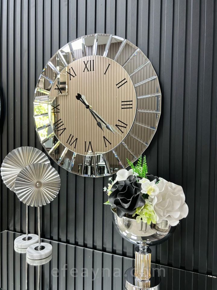 ÇİZGİ- FÜME AYNA DUVAR SAATİ 70CM