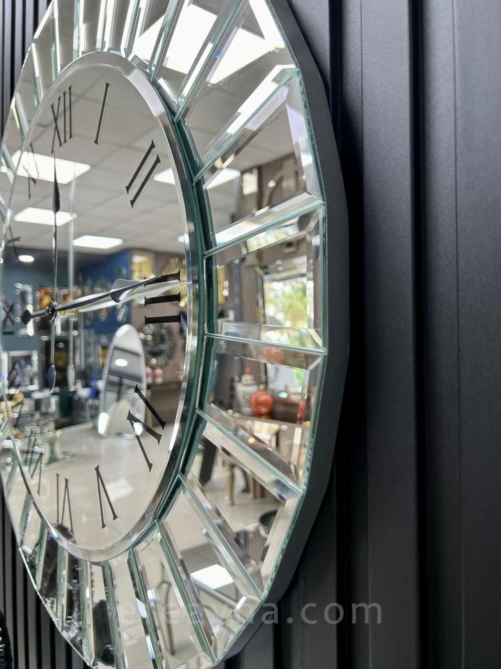 ÇİZGİ- GÜMÜŞ AYNA DUVAR SAATİ 70CM