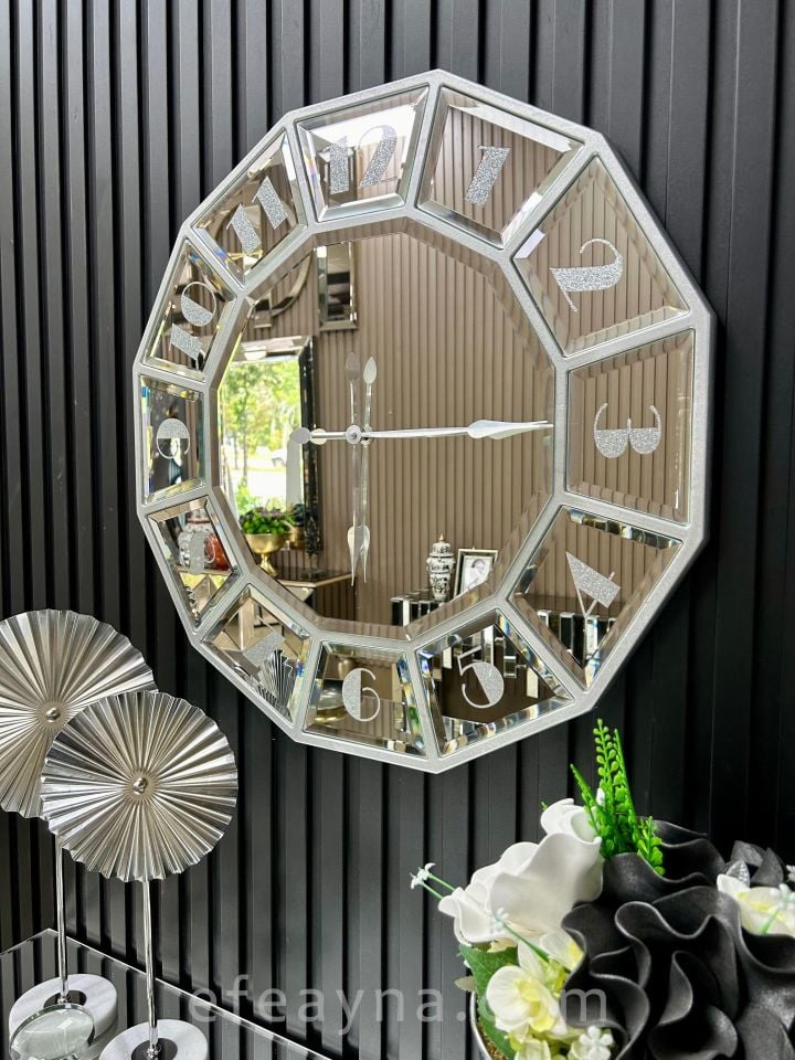 ONİKİGEN-GÜMÜŞ AYNA DUVAR SAATİ 70CM