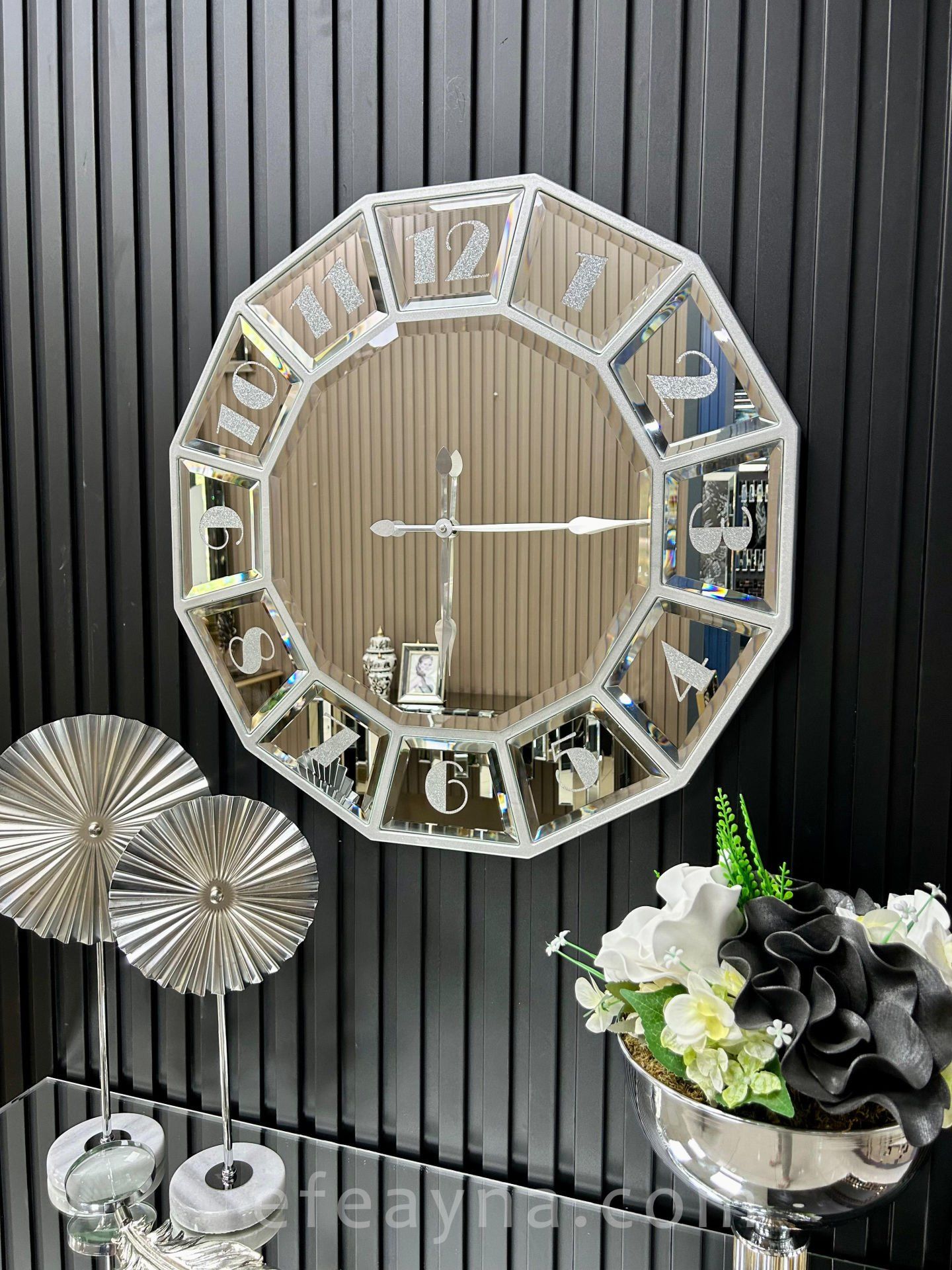 ONİKİGEN-GÜMÜŞ AYNA DUVAR SAATİ 70CM