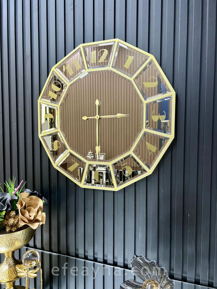 ONİKİGEN-BRONZ AYNA DUVAR SAATİ 70CM