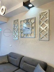 X MODEL -3'LÜ GÜMÜŞ AYNA SAAT SETİ