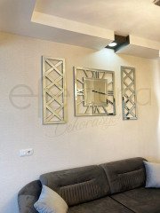 X MODEL -3'LÜ GÜMÜŞ AYNA SAAT SETİ