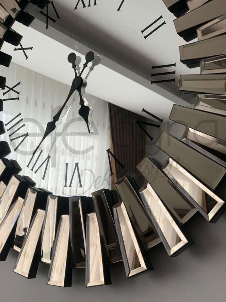 PİYANO-BRONZ AYNA DUVAR SAATİ