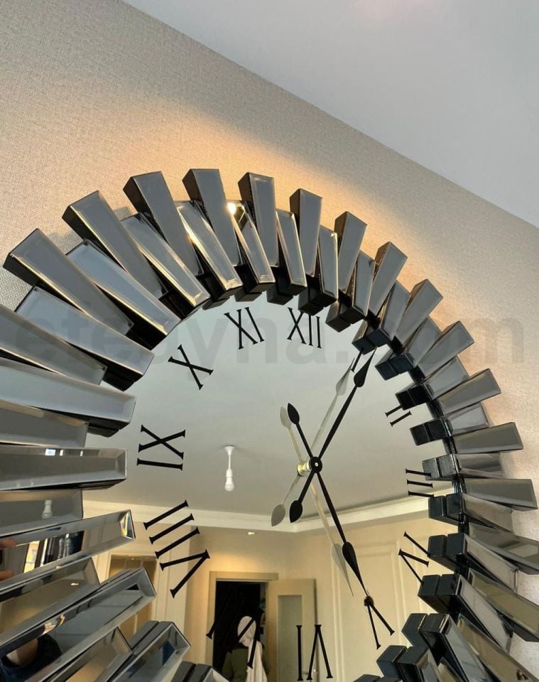 PİYANO-FÜME AYNA DUVAR SAATİ