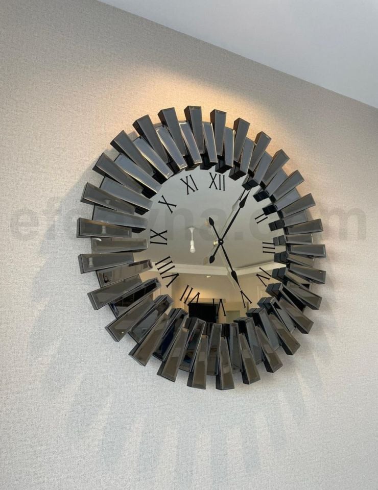 PİYANO-FÜME AYNA DUVAR SAATİ