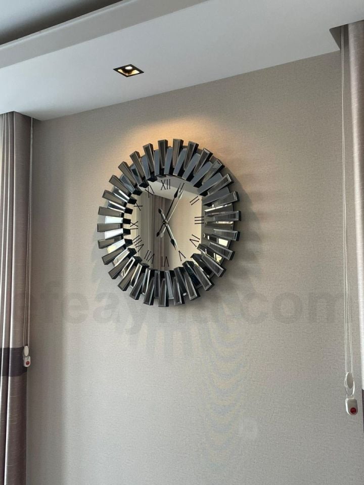 PİYANO-FÜME AYNA DUVAR SAATİ