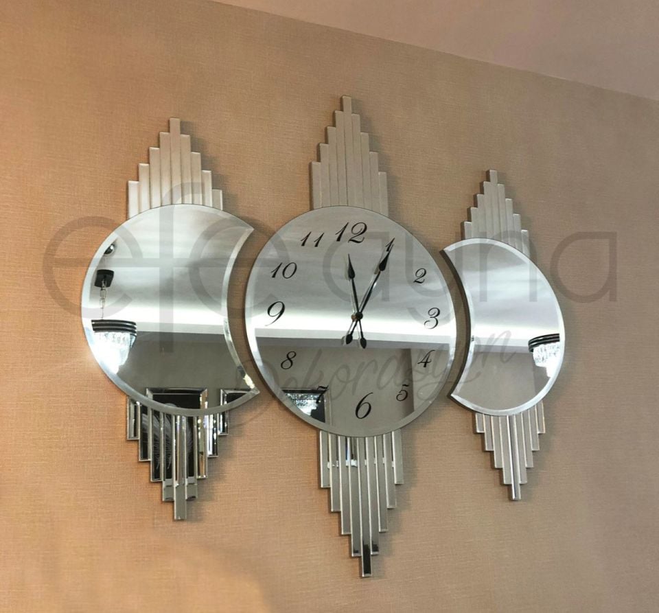 GALAKSİ- 3'LÜ GÜMÜŞ DUVAR SAATİ SETİ
