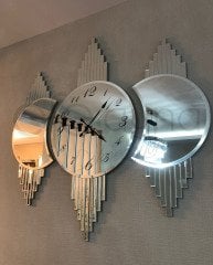 GALAKSİ- 3'LÜ GÜMÜŞ DUVAR SAATİ SETİ