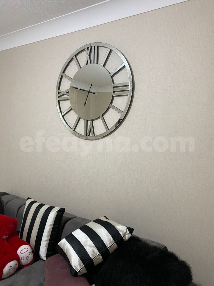 DIOR- GÜMÜŞ AYNA DUVAR SAATİ-90CM