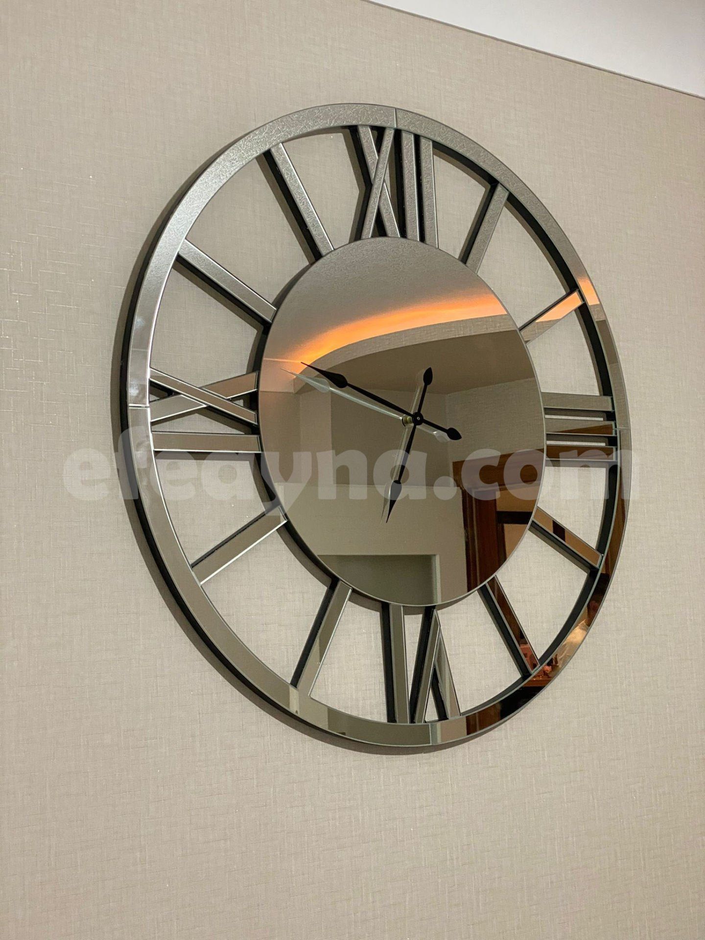 DIOR- GÜMÜŞ AYNA DUVAR SAATİ-90CM