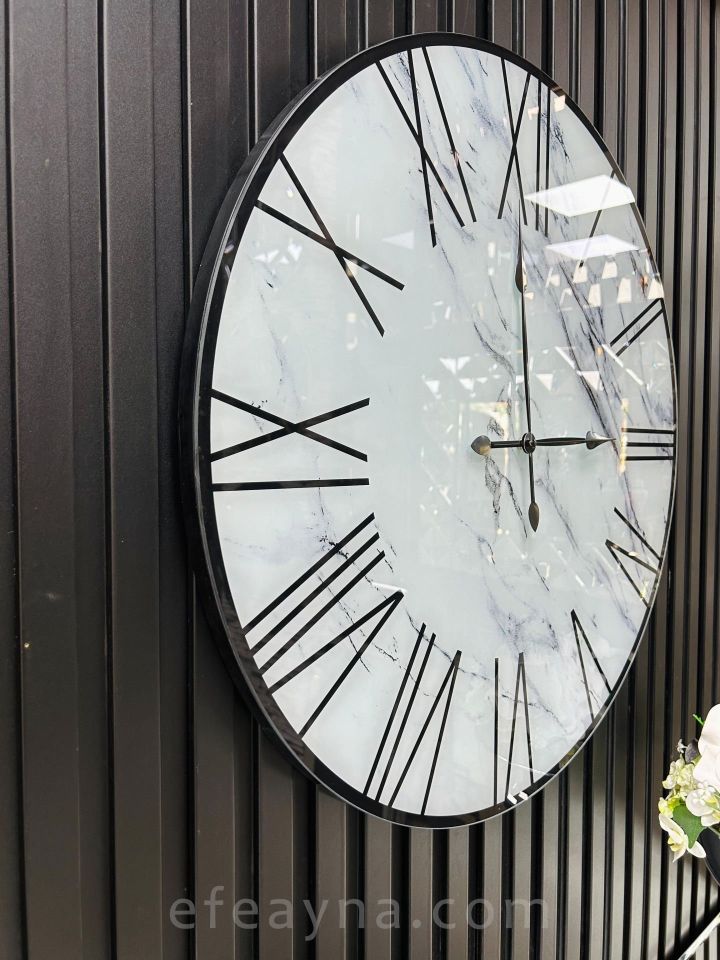 MERMER-SİYAH & BEYAZ DUVAR SAATİ 70CM