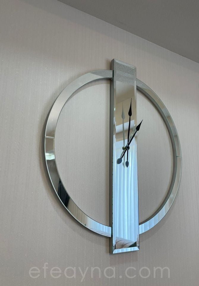 YÜZÜK-GÜMÜŞ AYNA DUVAR SAATİ 70x80CM