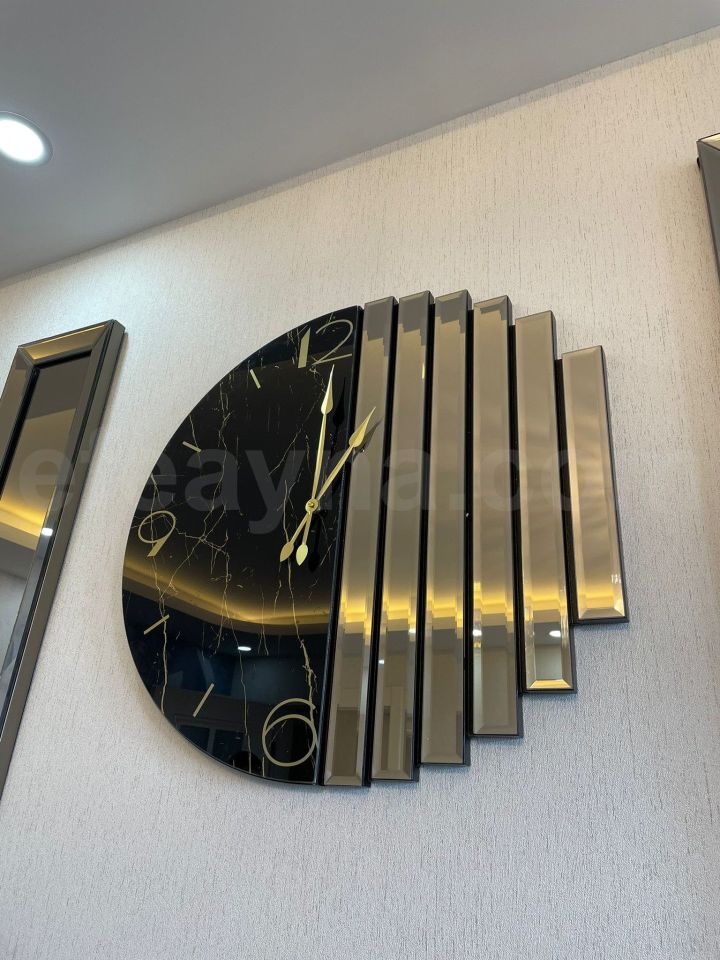 RİTMİK-3'LÜ BRONZ AYNA DUVAR SAATİ SETİ