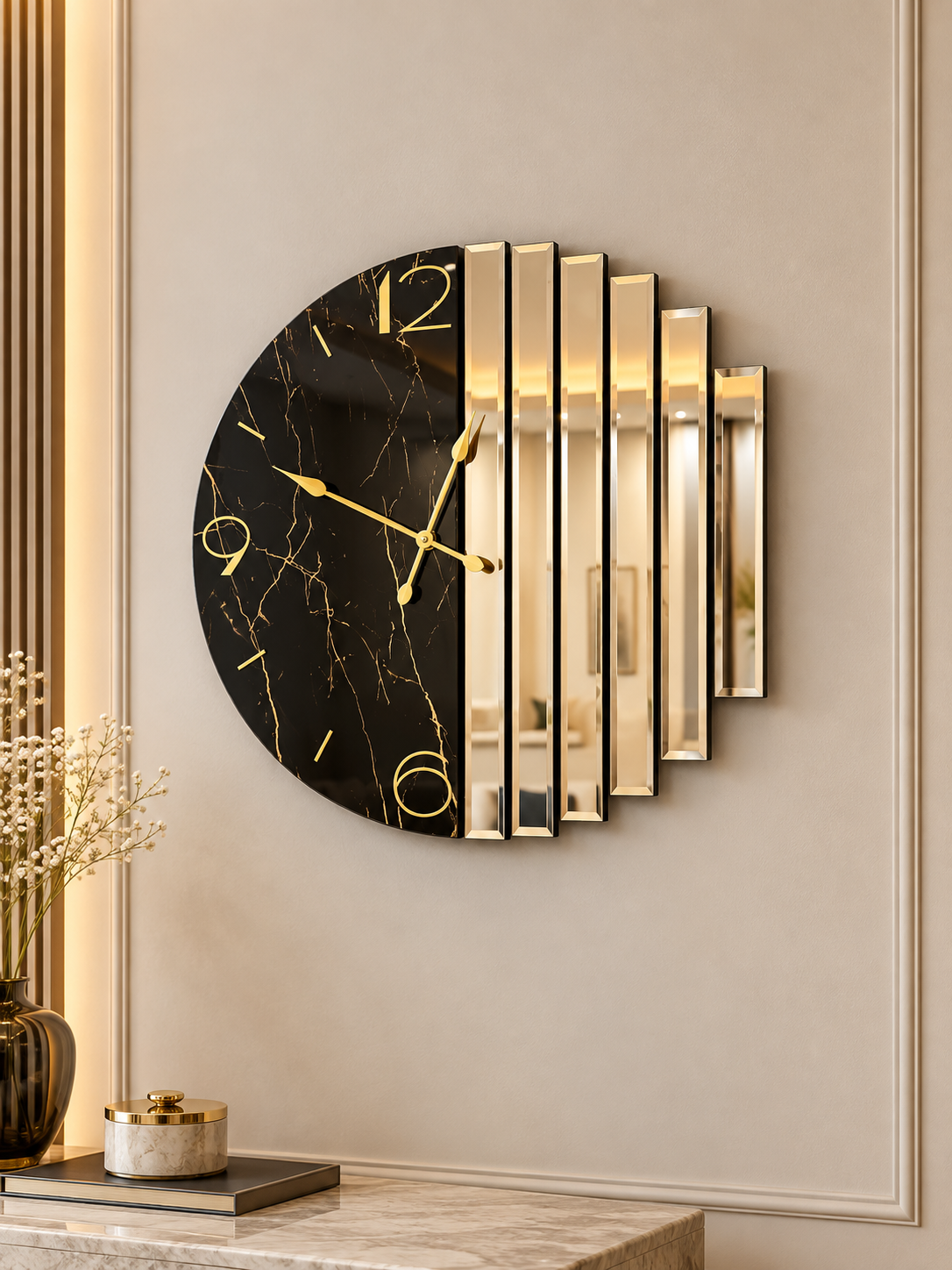 RİTMİK-BRONZ AYNA DUVAR SAATİ 70CM