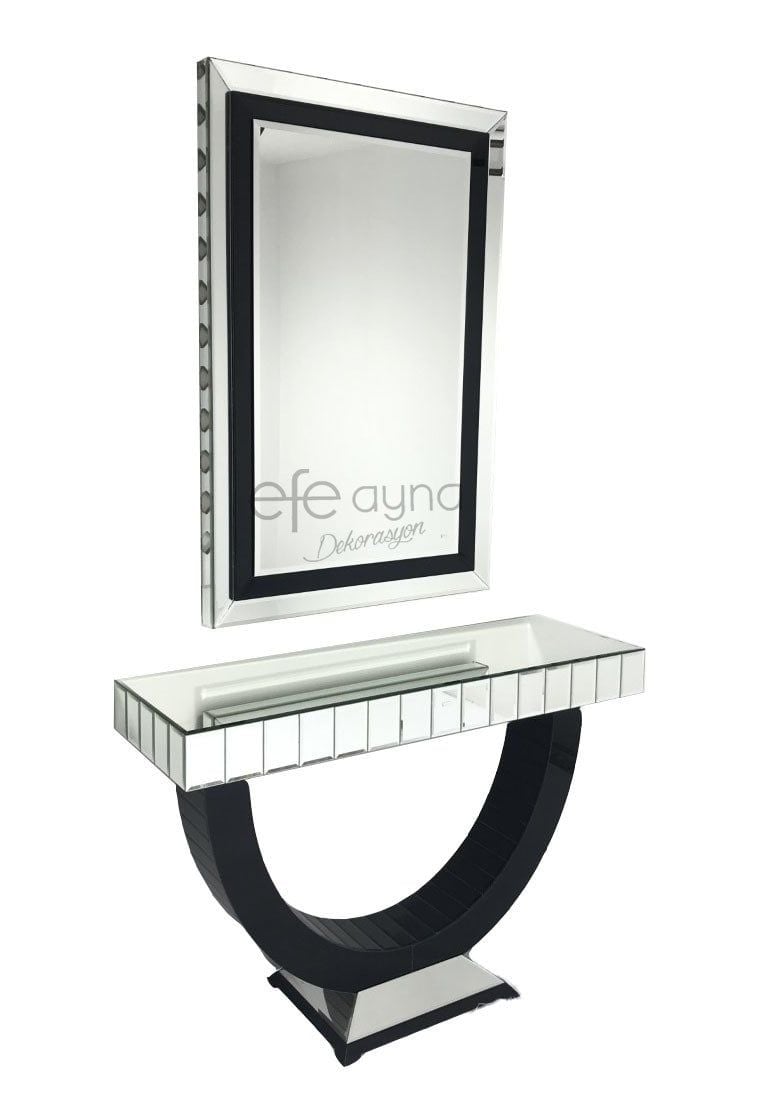 HİLAL DRESUAR & İNCİ AYNA TAKIMI-SİYAH