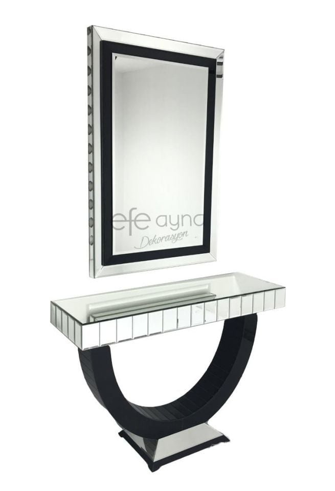 HİLAL DRESUAR & İNCİ AYNA TAKIMI-SİYAH