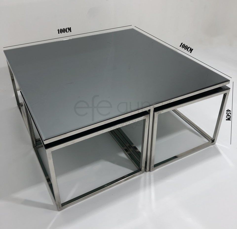 5'Lİ FÜME AYNA SEHPA TAKIMI