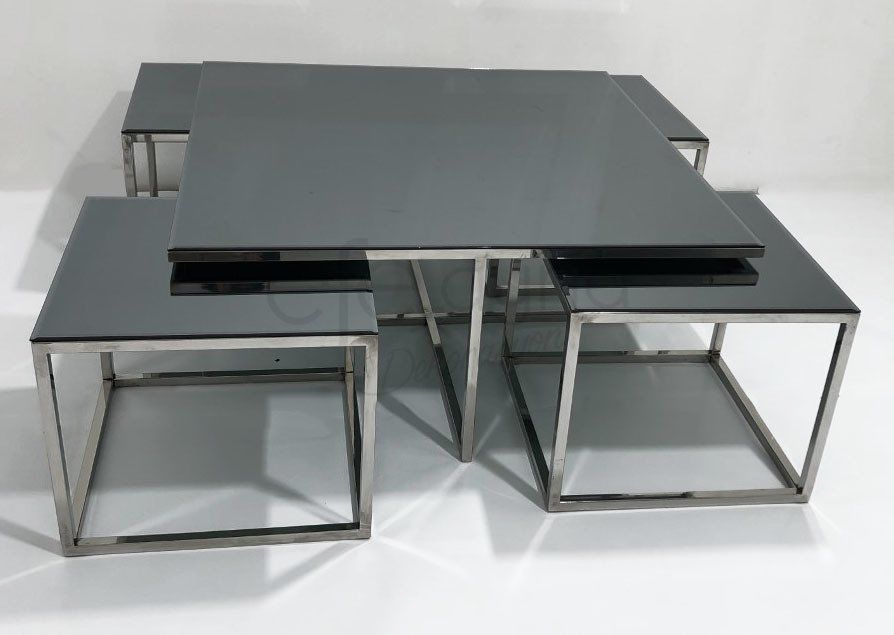 5'Lİ FÜME AYNA SEHPA TAKIMI