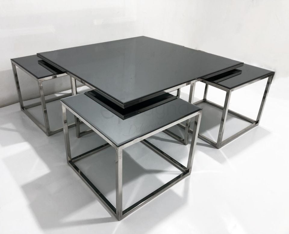 5'Lİ FÜME AYNA SEHPA TAKIMI