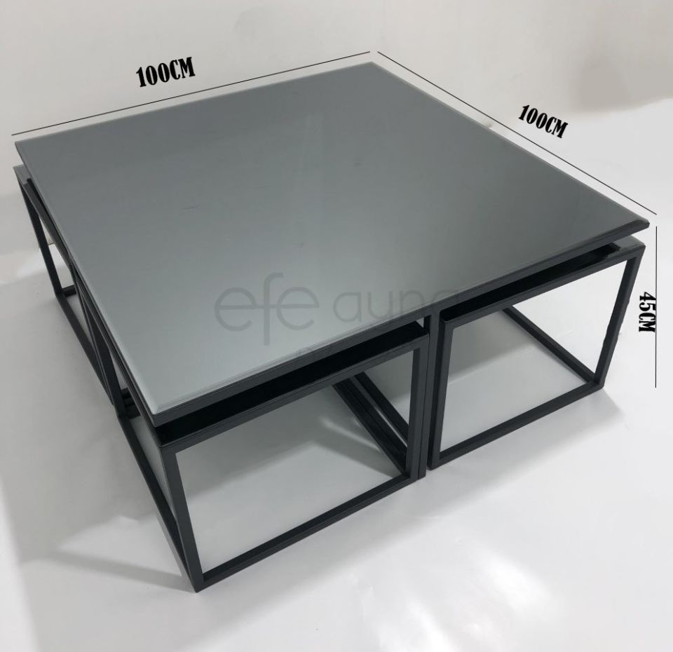 5'Lİ FÜME AYNA SEHPA TAKIMI 2