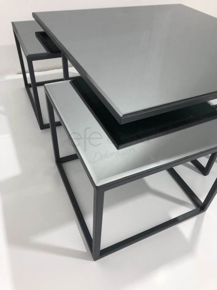 5'Lİ FÜME AYNA SEHPA TAKIMI 2