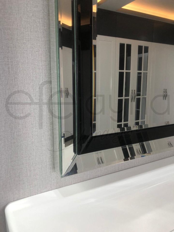SİYAH İNCİ MODEL SİYAH&GÜMÜŞ  AYNA 80X120cm