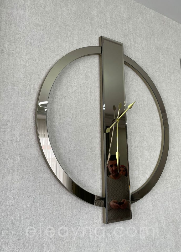 YÜZÜK-BRONZ AYNA DUVAR SAATİ 70x80CM