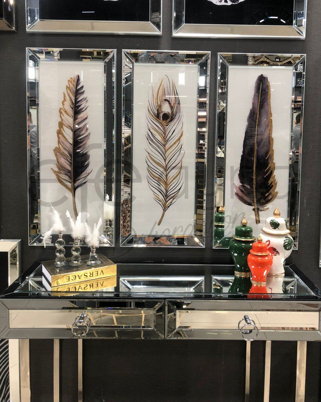 TÜY 3'LÜ GÜMÜŞ AYNA TABLO SETİ