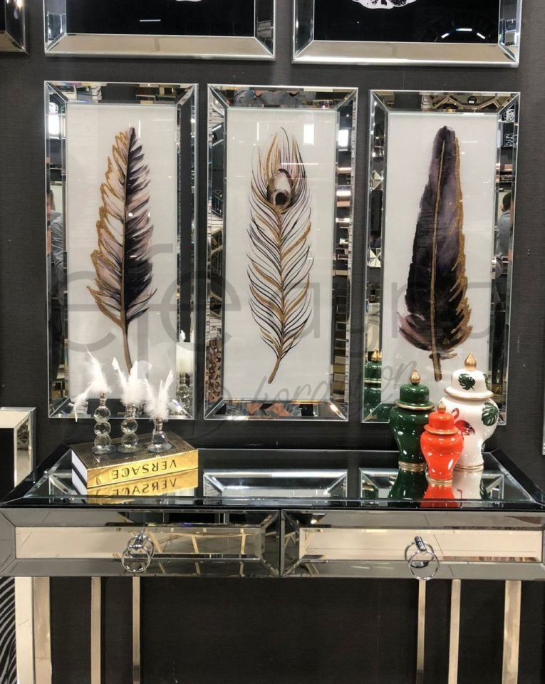 TÜY 3'LÜ GÜMÜŞ AYNA TABLO SETİ