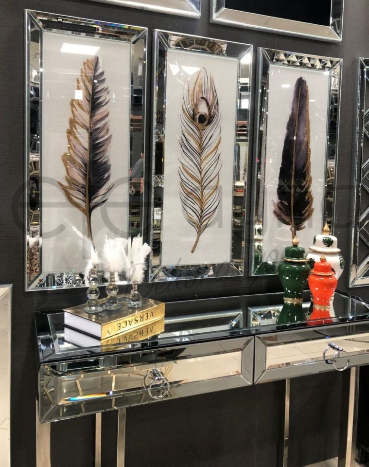 TÜY 3'LÜ GÜMÜŞ AYNA TABLO SETİ