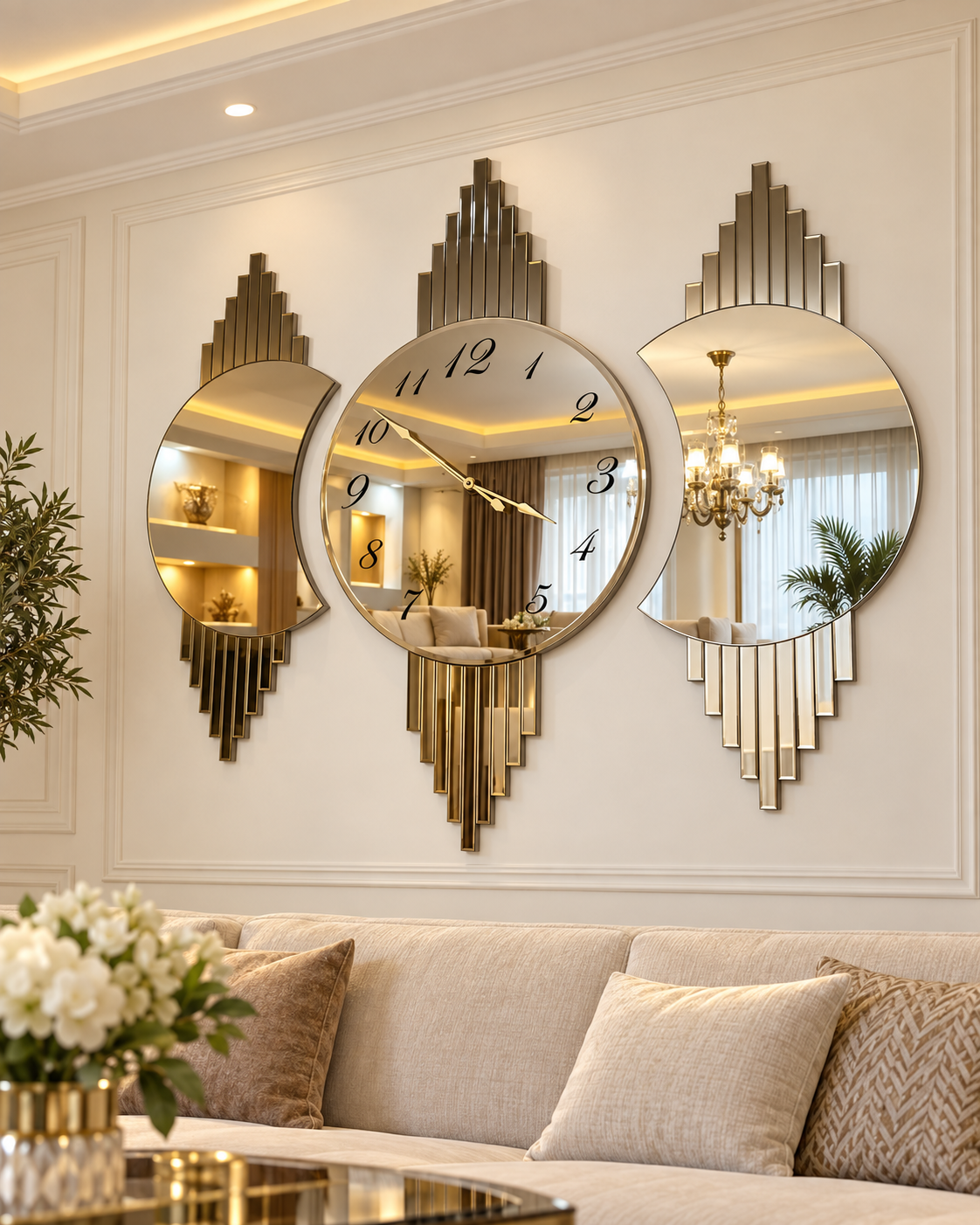 GALAKSİ- 3'LÜ BRONZ DUVAR SAATİ SETİ