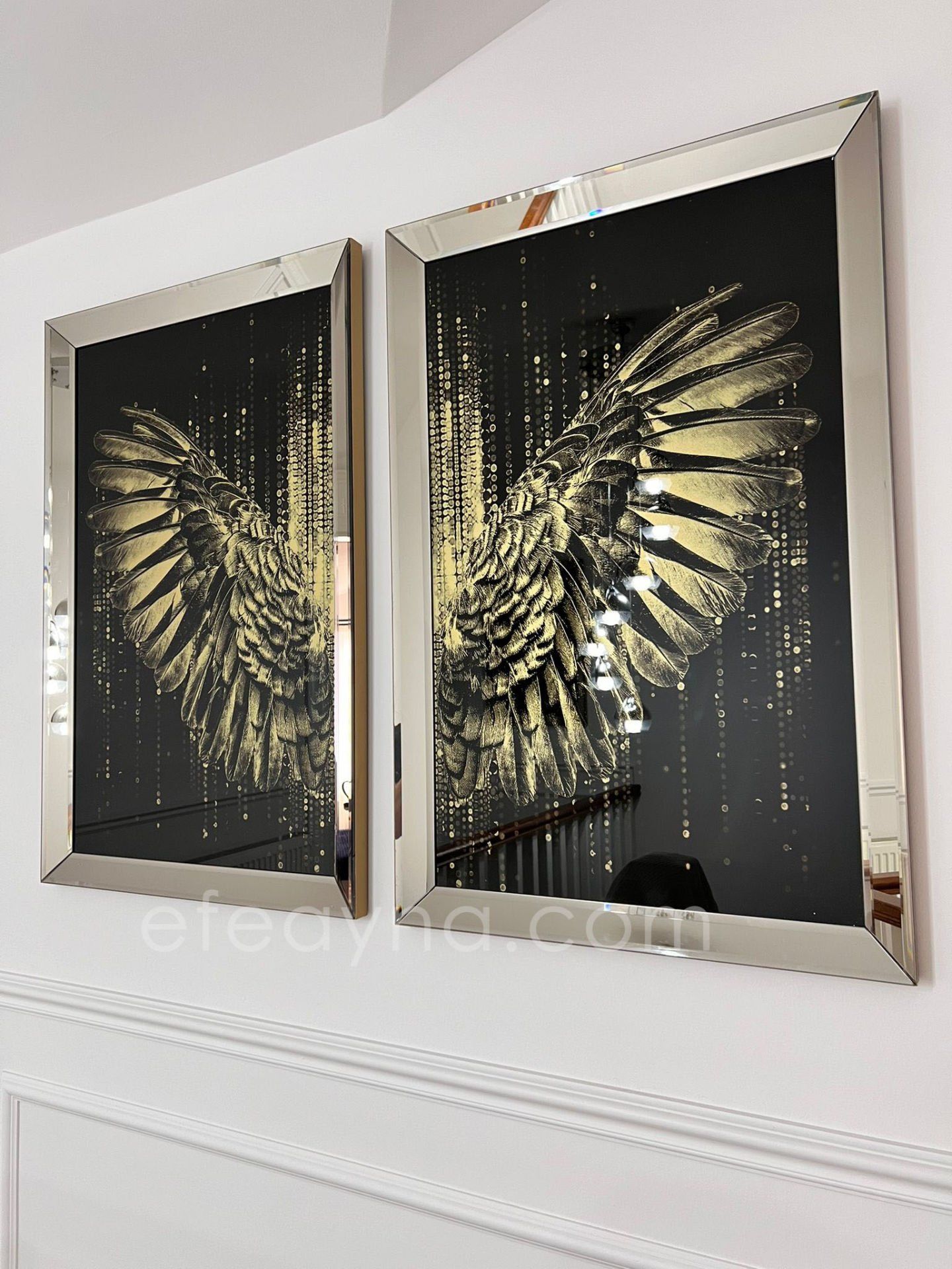 MELEK KANADI 2'Lİ BRONZ AYNA TABLO SETİ 60X90