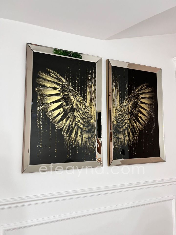 MELEK KANADI 2'Lİ BRONZ AYNA TABLO SETİ 60X90