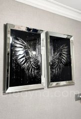 MELEK KANADI 2'Lİ AYNA TABLO SETİ-FÜME KANAT