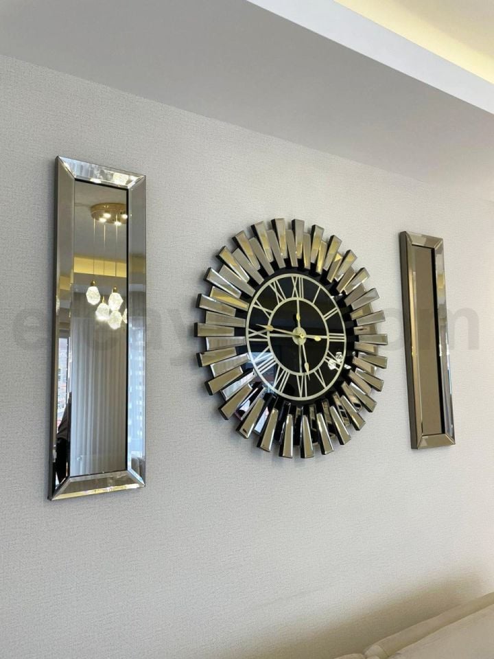 PİYANO X - 3'LÜ BRONZ SAAT & YAN AYNA SETİ