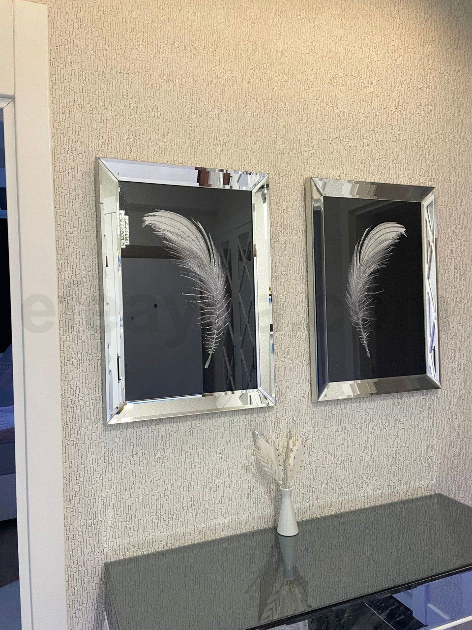 TÜY- 2'Lİ GÜMÜŞ AYNA TABLO SETİ