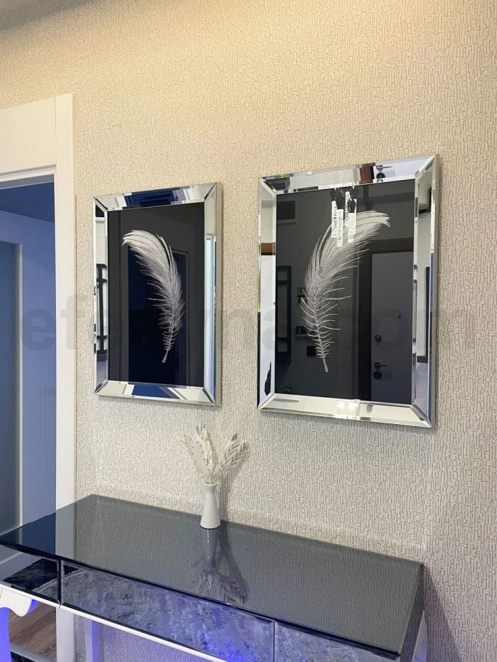 TÜY- 2'Lİ GÜMÜŞ AYNA TABLO SETİ