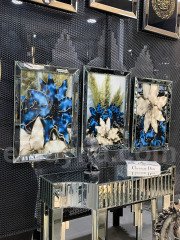 FLOWERS-3'LÜ GÜMÜŞ AYNA TABLO SETİ