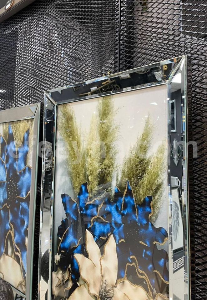 FLOWERS-3'LÜ GÜMÜŞ AYNA TABLO SETİ 50X70