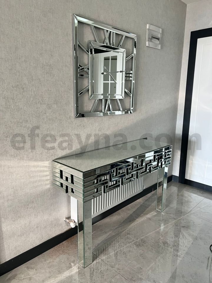 X MODEL - GÜMÜŞ AYNA DUVAR SAATİ